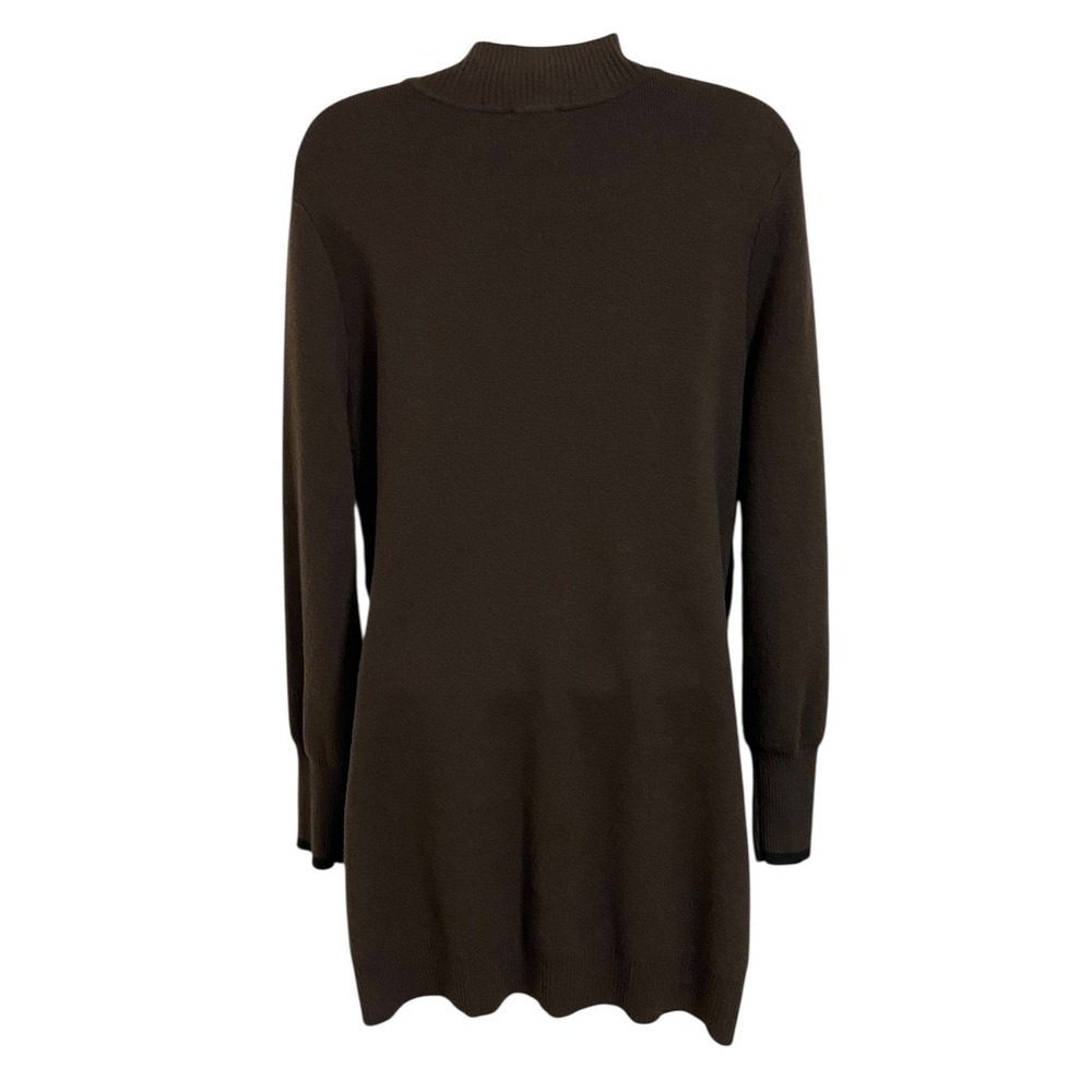 Chicos Brown Cashmere Blend Mock Neck Side Button Sweater Dress Size 1 Medium - Picture 4 of 10